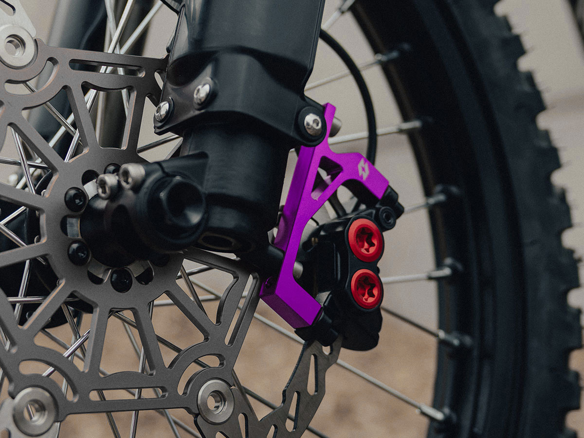 Full-E Charged Front Brake Caliper Bracket for KKE / Fastace 250mm Oversize Brake Disc Purple