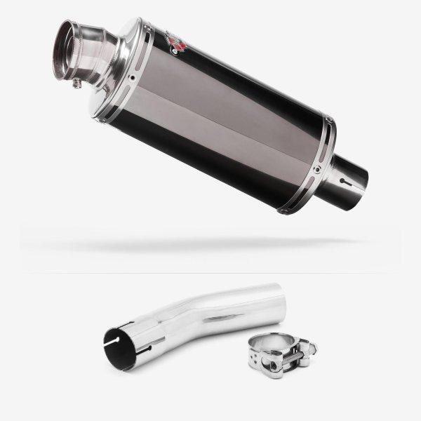 Lextek OP16 Dark Tint Stainless Exhaust 250mm with Link Pipe for Lexmoto LXR 125 & 380