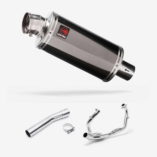 Lextek OP16 Dark Tint Stainless Exhaust System 250mm for Suzuki SV650 (03-15)