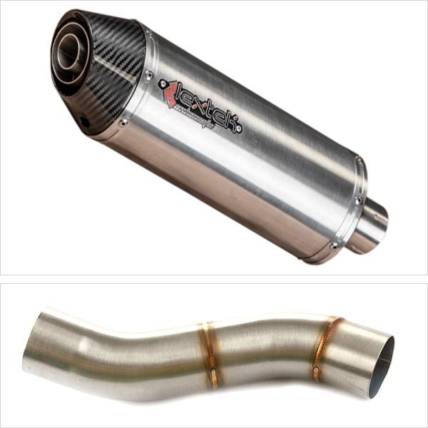 Lextek RP2 Gloss S/Steel Oval Exhaust 300mm with Link Pipe for Ducati Monster 797 (17-18)