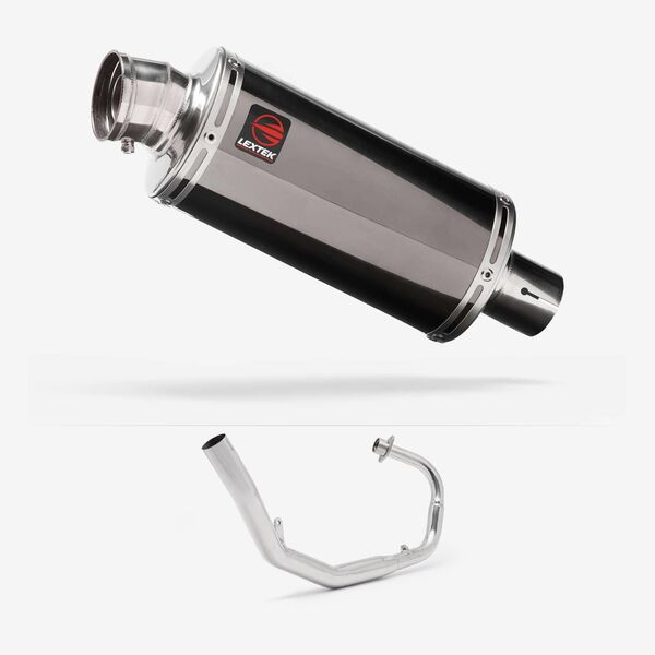 Lextek OP16 Dark Tint Stainless Exhaust System 250mm for Lexmoto LXR 125