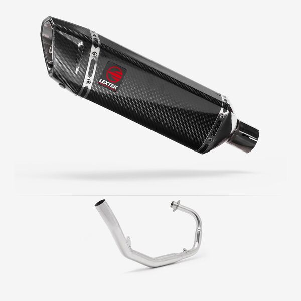 Lextek SP9C Gloss Carbon Fibre Exhaust System 300mm for Lexmoto LXR 125