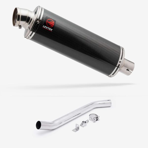 Lextek OP8C Matt S/Steel Exhaust 350mm High Level with Link Pipe for Suzuki GSXR 600/750 (06-07)