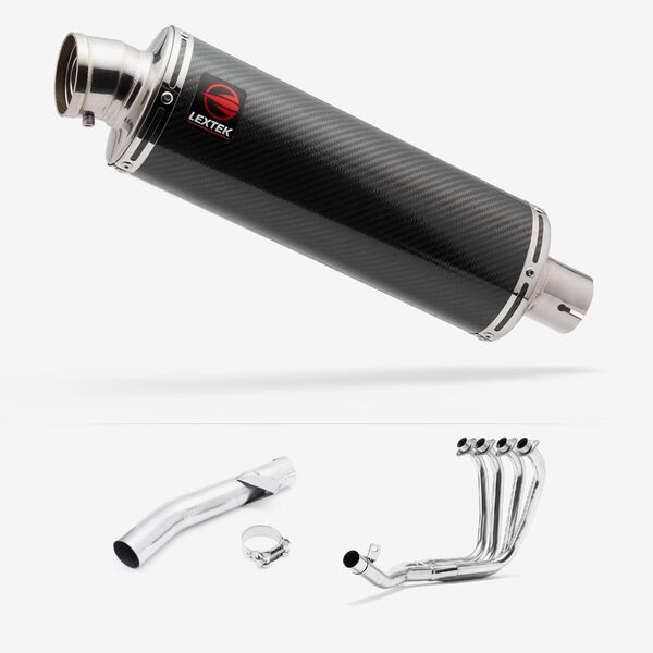 Lextek OP8C Matt S/Steel Exhaust System 350mm for Yamaha FZS 600 Fazer (97-03)