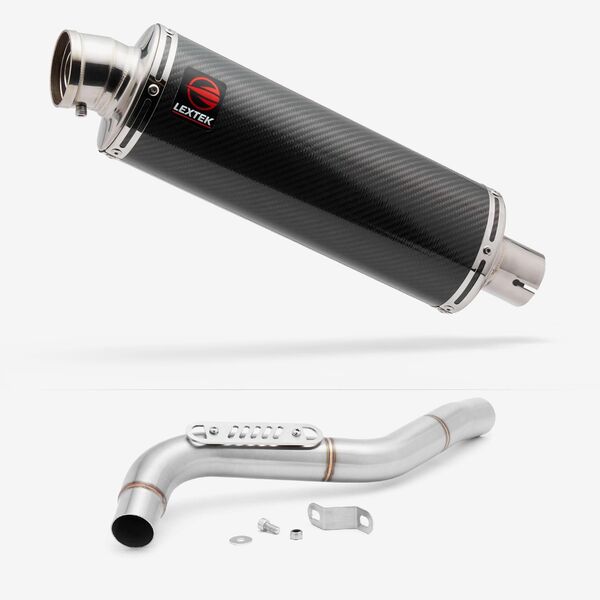 Lextek OP8C Matt S/Steel Exhaust 350mm with Link Pipe for Triumph Tiger 1050 (07-12)