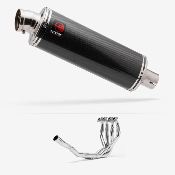 Lextek OP8C Matt S/Steel Exhaust System 350mm for Kawasaki ZX-6R Ninja (09-20)