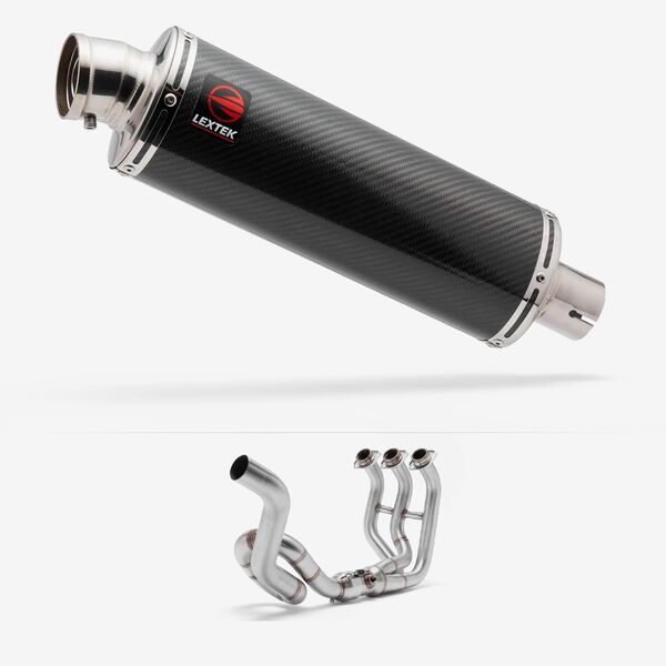 Lextek OP8C Matt S/Steel Exhaust System 350mm High Level for Yamaha MT-09 (13-20)