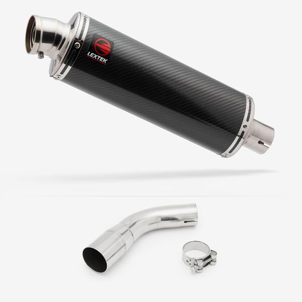 Lextek OP8C Matt S/Steel Exhaust 350mm with Link Pipe for Suzuki SV650 (16-20)