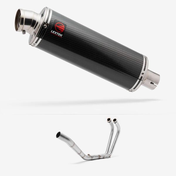 Lextek OP8C Matt S/Steel Exhaust System 350mm for Yamaha YZF R3 (15-18)