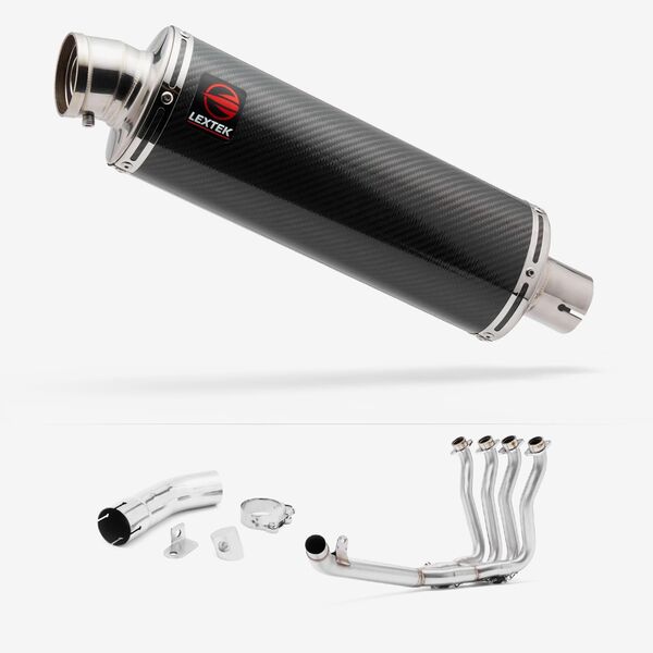 Lextek OP8C Matt S/Steel Exhaust System 350mm for Suzuki GSX-S 1000 F (15-20)