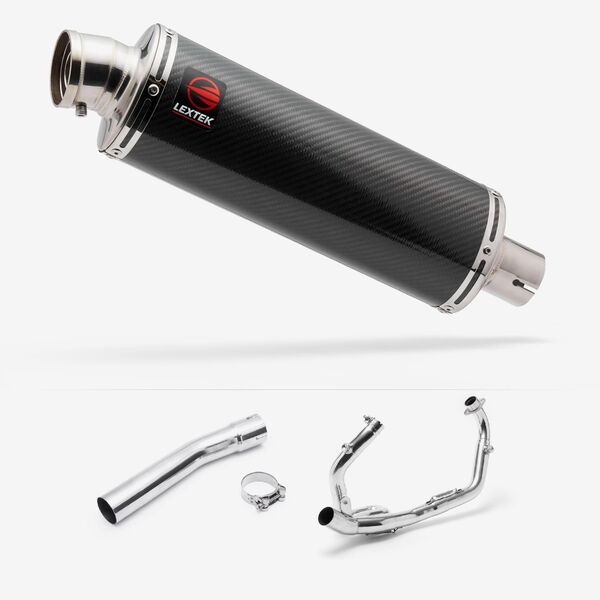 Lextek OP8C Matt S/Steel Exhaust System 350mm for Suzuki SV650 (03-15)