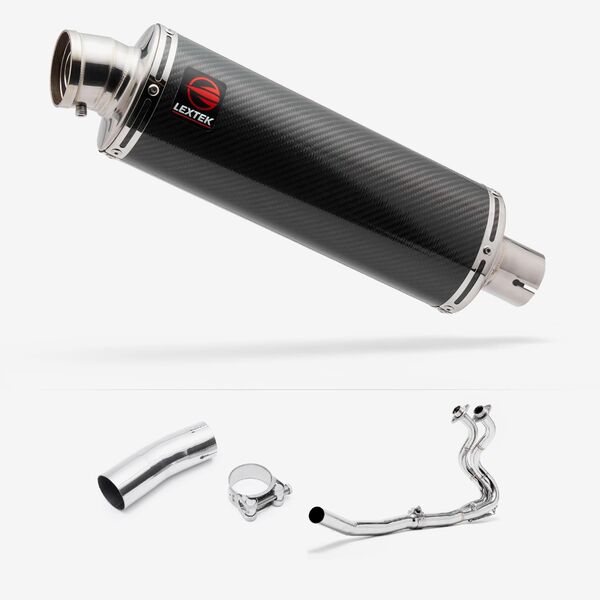 Lextek OP8C Matt S/Steel Exhaust System 350mm for Kawasaki Ninja 400 & Z400 (18-20)