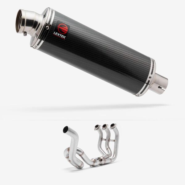 Lextek OP8C Matt S/Steel Exhaust System 350mm High Level for Yamaha MT-09 Tracer (14-20)