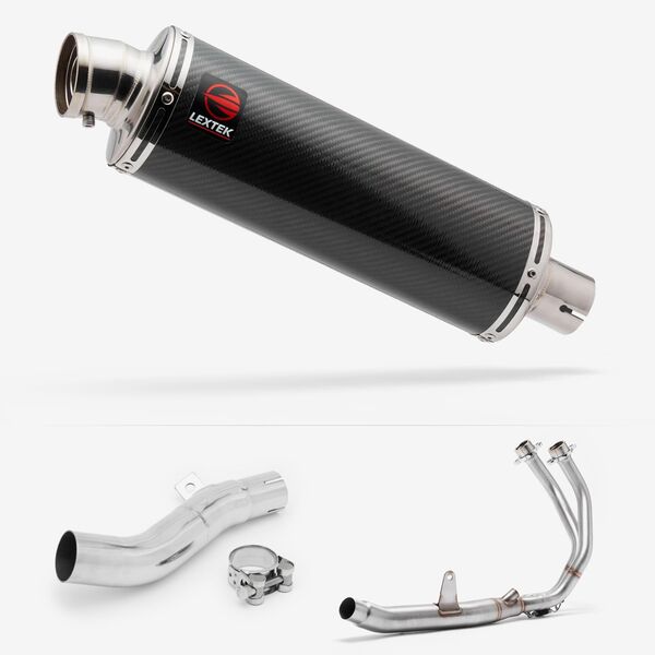 Lextek OP8C Matt S/Steel Exhaust System 350mm for Honda CB500X (16-18)