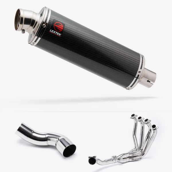 Lextek OP8C Matt S/Steel Exhaust System 350mm for Kawasaki Z900 (20-23)