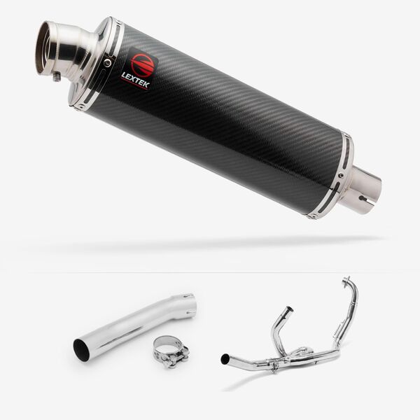 Lextek OP8C Matt S/Steel Exhaust System 350mm for Suzuki SV650 (99-02)