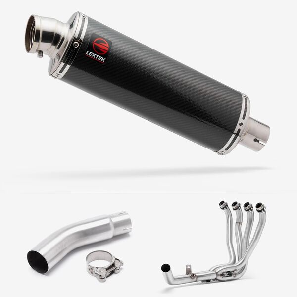 Lextek OP8C Matt S/Steel Exhaust System 350mm for Suzuki GSX-S750 (17-21)