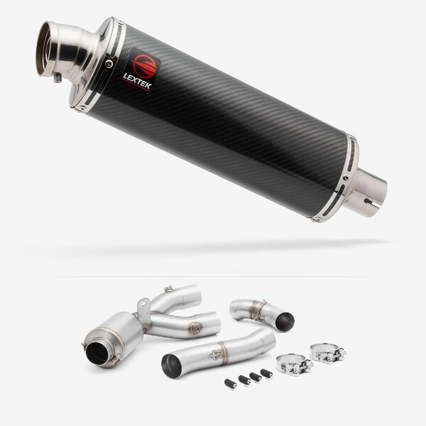 Lextek Matt Stainless Steel OP8C Exhaust 350mm with De-Cat Link Pipe for Yamaha MT-10 (16-24)