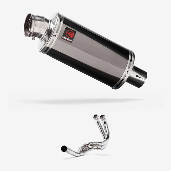 Lextek OP16 Dark Tint Stainless Exhaust System 250mm for Kawasaki ER6, Ninja 650, Z650, Versys 650